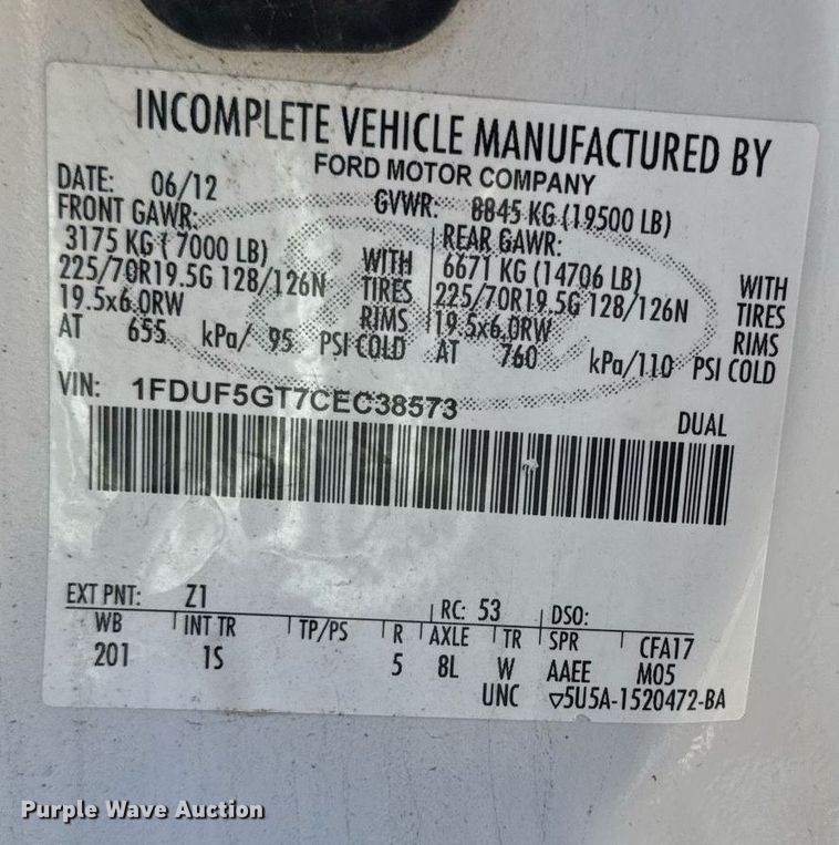 image for item DV2617 2012 Ford F550 Super Duty XL flatbed truck