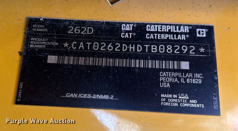 image for item DV4028 2018 Caterpillar 262D skid steer loader
