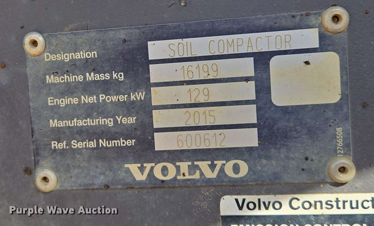 image for item DW7004 2015 Volvo SD160 single drum vibratory roller