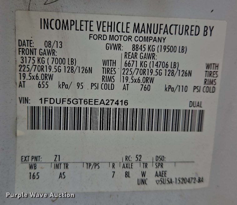 image for item DW7007 2014 Ford F550 XL Super Duty bucket truck