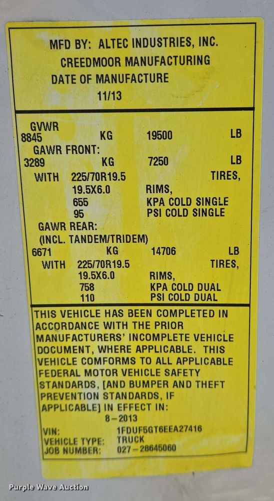 image for item DW7007 2014 Ford F550 XL Super Duty bucket truck