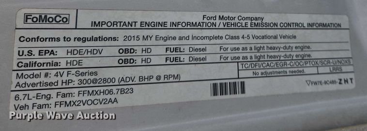 image for item DW7008 2015 Ford F550 XL Super Duty hydro jetter truck