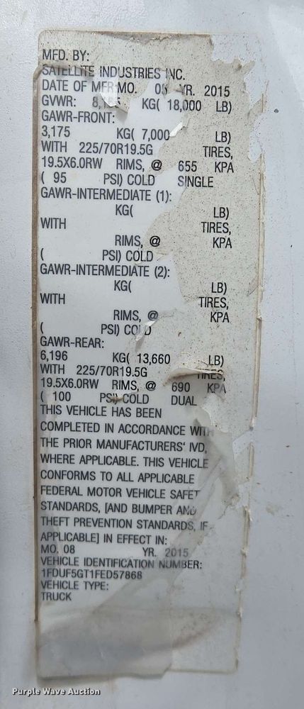 image for item DW7008 2015 Ford F550 XL Super Duty hydro jetter truck