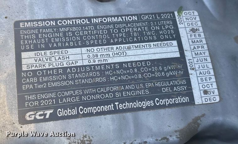 image for item DY2494 2021 Unicarriers PF50 forklift