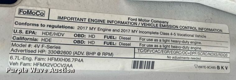 image for item DZ4066 2017 Ford F450 Super Duty Ext. Cab utility / service truck