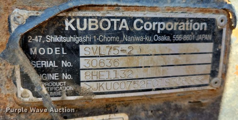 image for item EA2437 2017 Kubota SVL 75-2 tracked skid steer loader