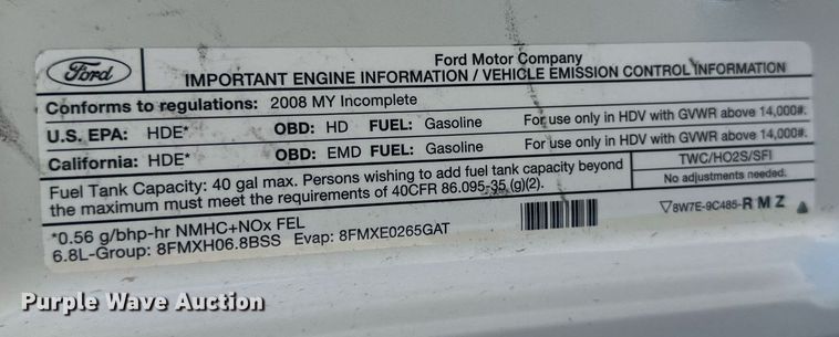 image for item EB2515 2008 Ford F450 Super Duty XL flatbed truck