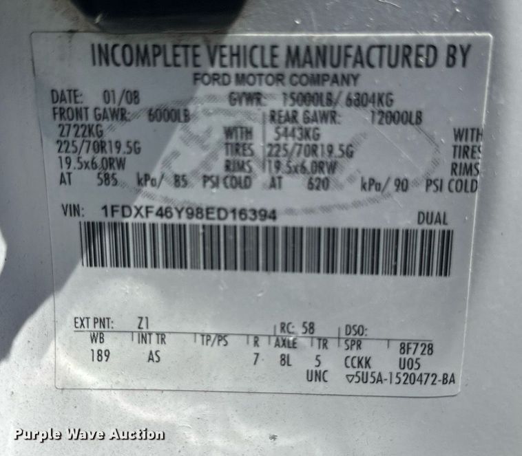 image for item EB2515 2008 Ford F450 Super Duty XL flatbed truck