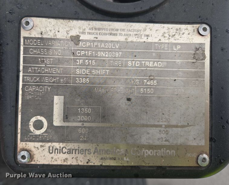 image for item EC1015 2016 Unicarriers CFS40 forklift