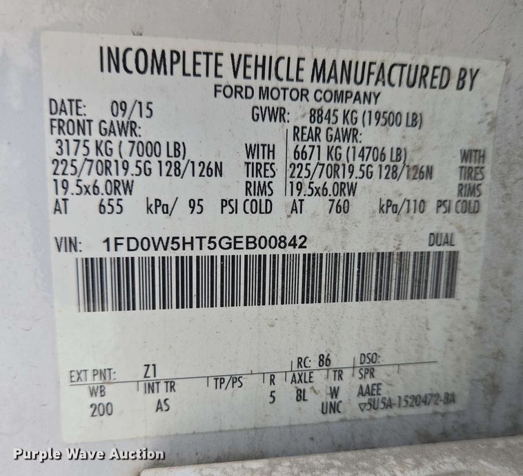 image for item EC4235 2016 Ford F550 Super Duty XL  utility / service truck