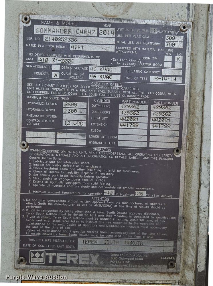 image for item ED1974 2015 Freightliner Business Class M2 digger derrick truck