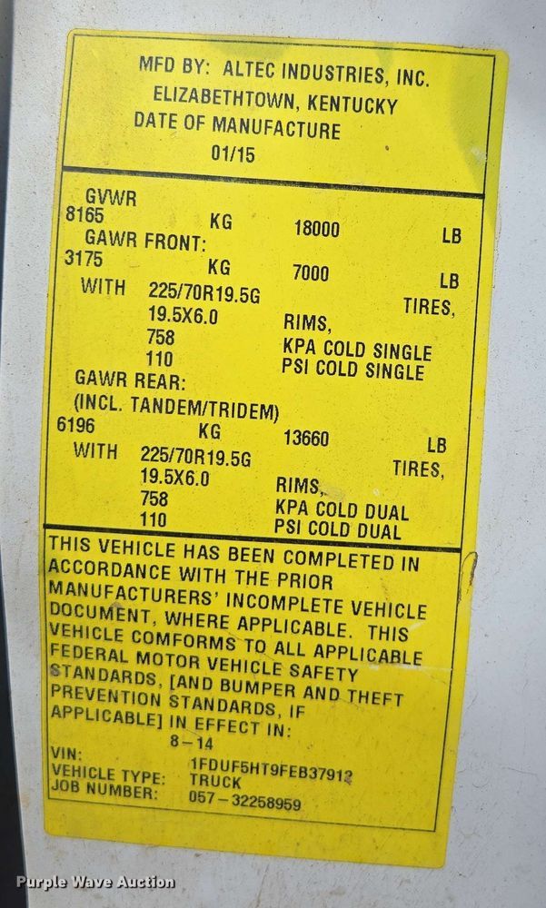 image for item ED1977 2015 Ford F550 Super Duty XL bucket truck