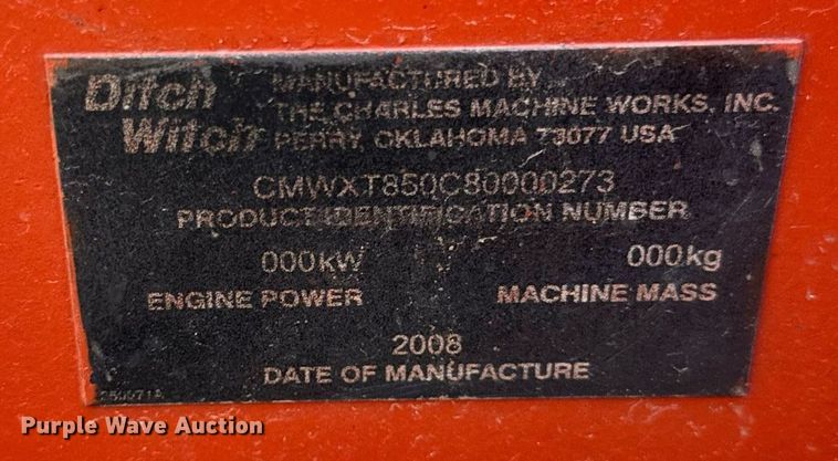 image for item EF1985 2008 Ditch Witch XT850 mini excavator / tool carrier