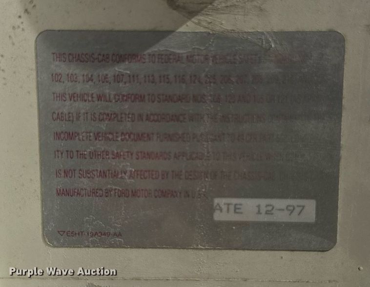 image for item EF1987 1998 Ford L8501 flatbed truck