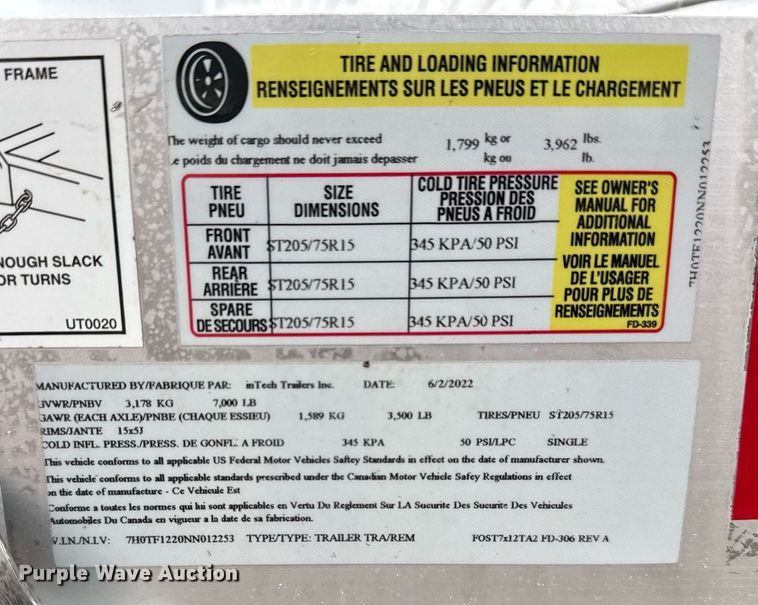 image for item EG5791 2022 InTech Trailers fiber optic splicing trailer