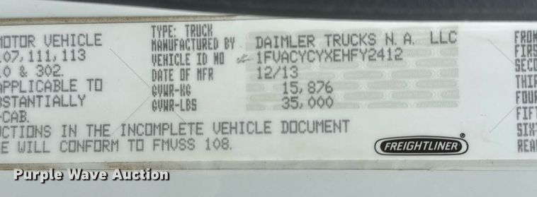 image for item EG5792 2014 Freightliner M2 refuse truck