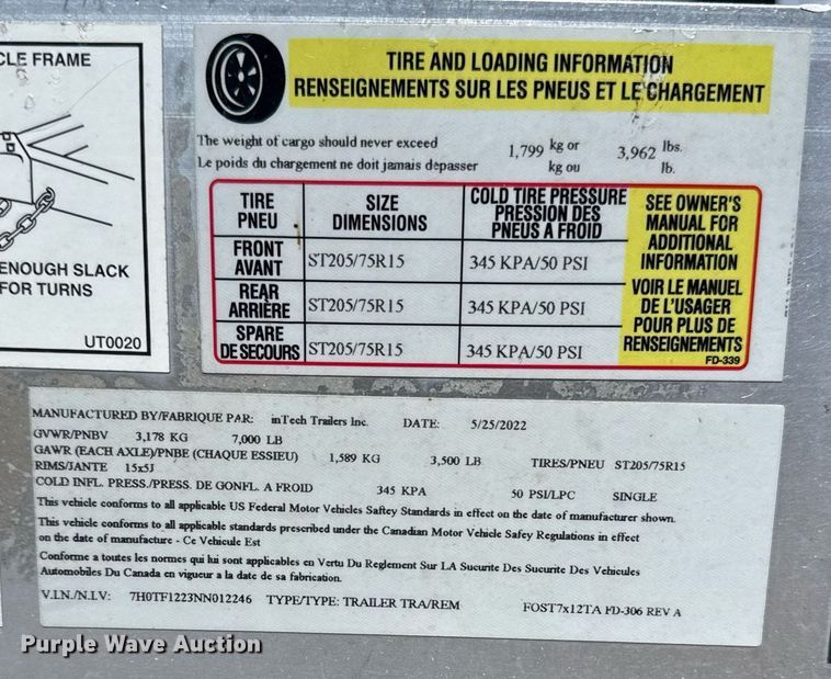 image for item EG5817 2022 InTech Trailers fiber optic splicing trailer