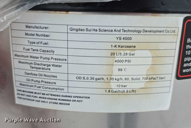 image for item EH8993 2024 Qingdao Sui He  YS4000 pressure washer