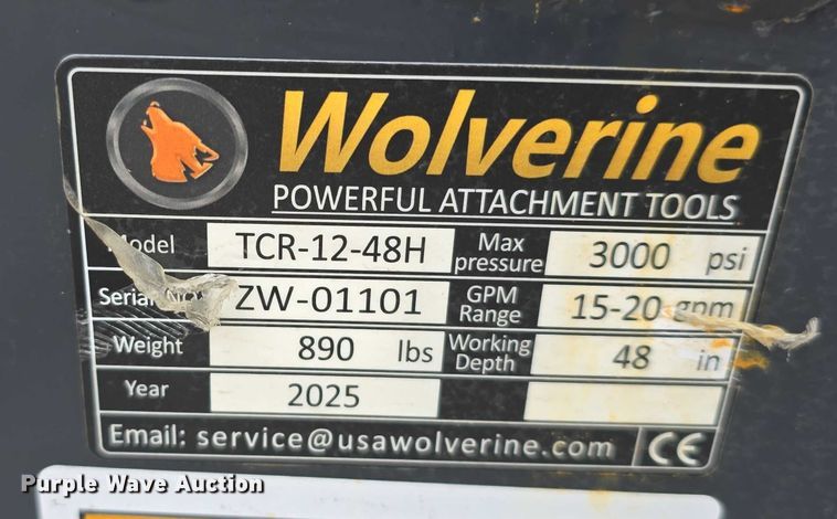 image for item EH8995 2025 Wolverine TCR-12-48H skid steer trencher