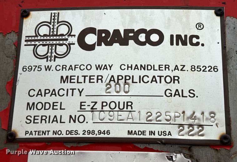 image for item EJ3689 2022 Crafco E-Z Pour melter applicator