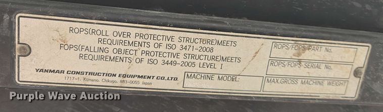 image for item EJ7537 Yanmar VIO35-6A mini excavator