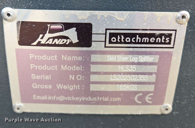 image for item EJ7538 Handy HLS35 skid steer log spliter