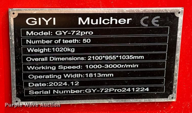 image for item EJ8703 2024 Giyi GY-72pro skid steer mulcher