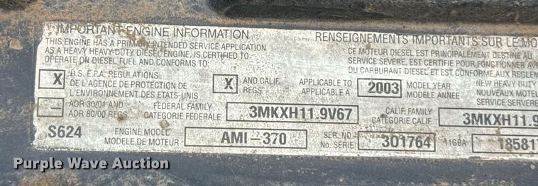 image for item EJ8766 2004 Mack RD690SX winch truck