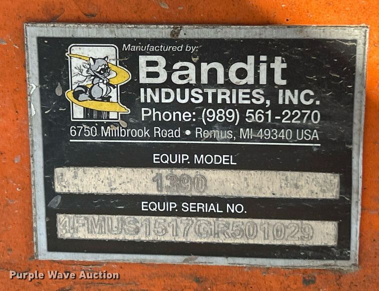 image for item EK3005 2016 Bandit 1390XP wood chipper