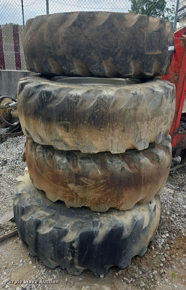 image for item EK5222 (4) Firestone 15.5-25 foam filled tires and wheels