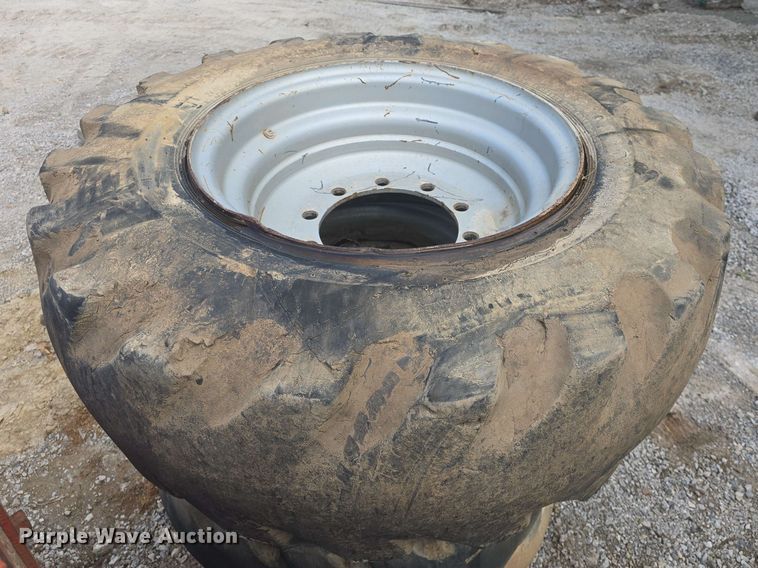 image for item EK5222 (4) Firestone 15.5-25 foam filled tires and wheels