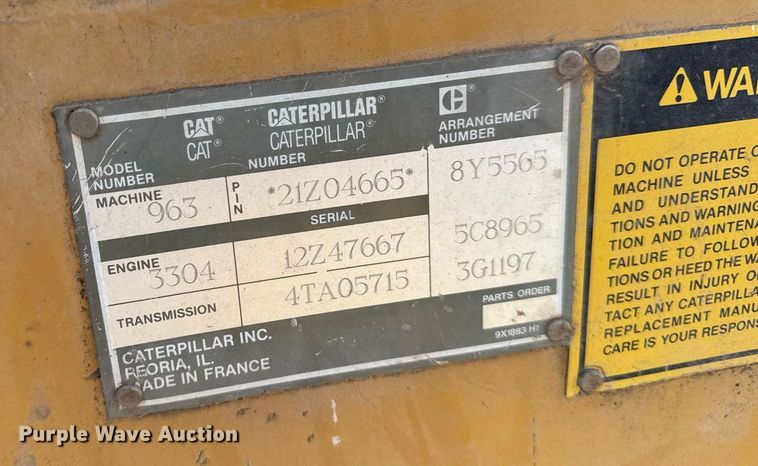 image for item EM3822 1993 Caterpillar 963 track loader