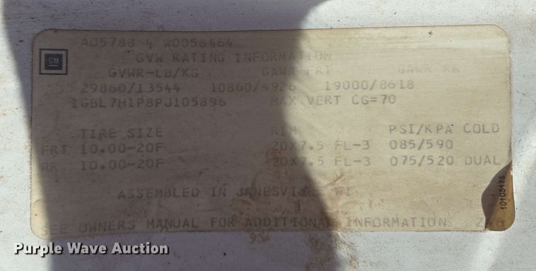 image for item EM7274 1993 Chevrolet C7 dump flatbed truck