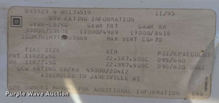 image for item EM7275 1996 GMC TopKick C5500 dump flatbed truck