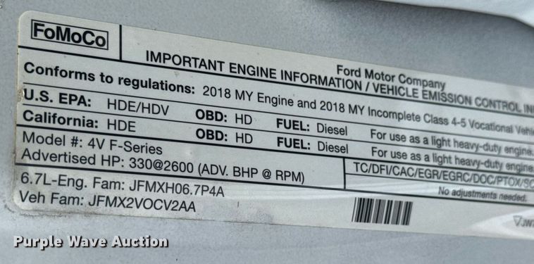 image for item EQ1457 2018 Ford F550 SuperCab flatbed truck