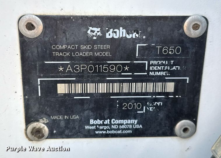 image for item EQ1492 2010 Bobcat T650 tracked skid steer loader