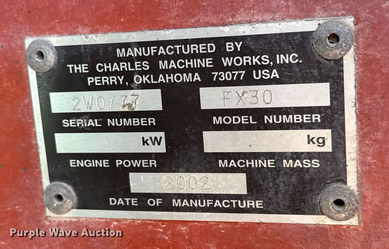 image for item EQ1493 2002 Ditch Witch FX30 vacuum excavator