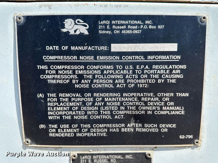 image for item MS9971 1994 LeRoi International 3272X451 air compressor