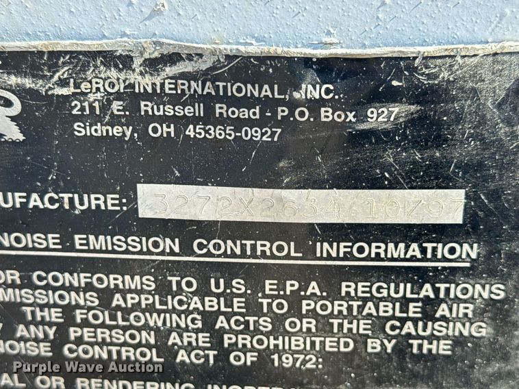 image for item MS9972 1997 LeRoi International Q185DJE air compressor