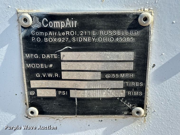 image for item MS9972 1997 LeRoi International Q185DJE air compressor