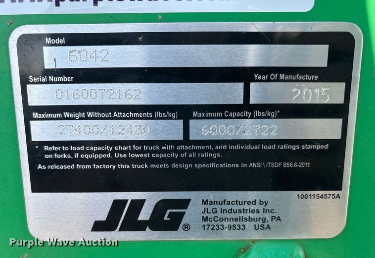 image for item ND9710 2015 JLG 6042 telehandler