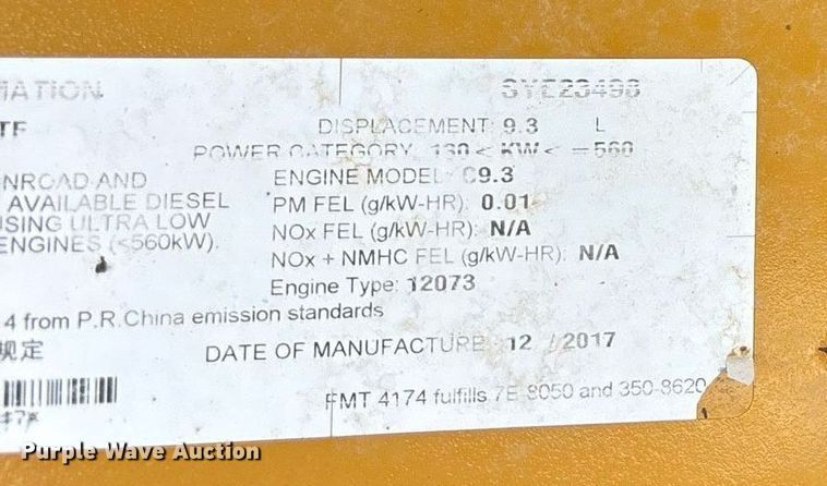 image for item OB9692 2018 Caterpillar 336F excavator