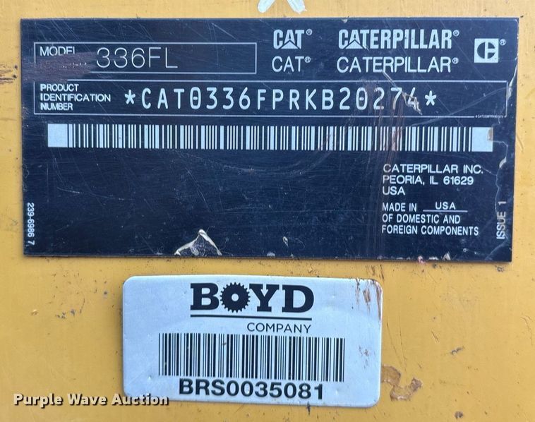 image for item OB9692 2018 Caterpillar 336F excavator