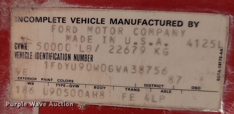 image for item OJ9145 1986 Ford LT9000 dump truck