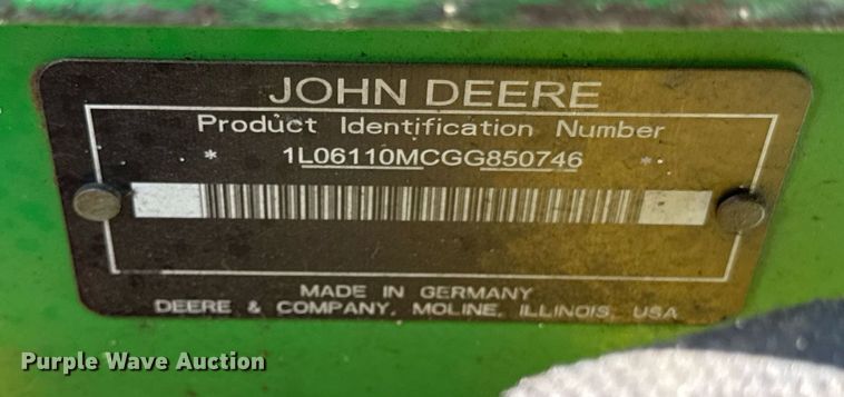 image for item DS4288 2016 John Deere 6110M MFWD tractor