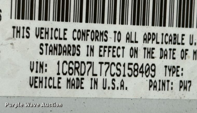 image for item DU9026 2012 Dodge Ram 1500 SLT Crew Cab pickup truck