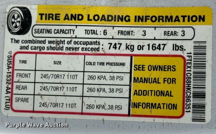 image for item DU9029 2017 Ford F150 XL SuperCab pickup truck