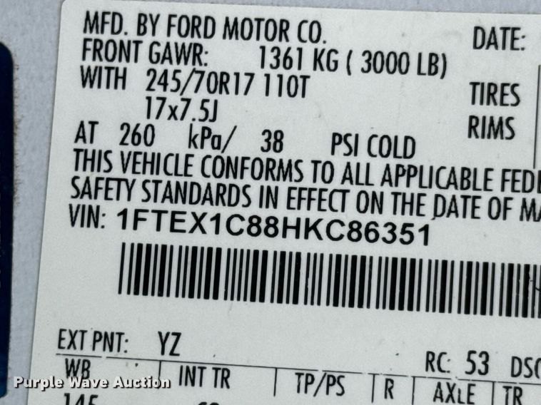 image for item DU9029 2017 Ford F150 XL SuperCab pickup truck