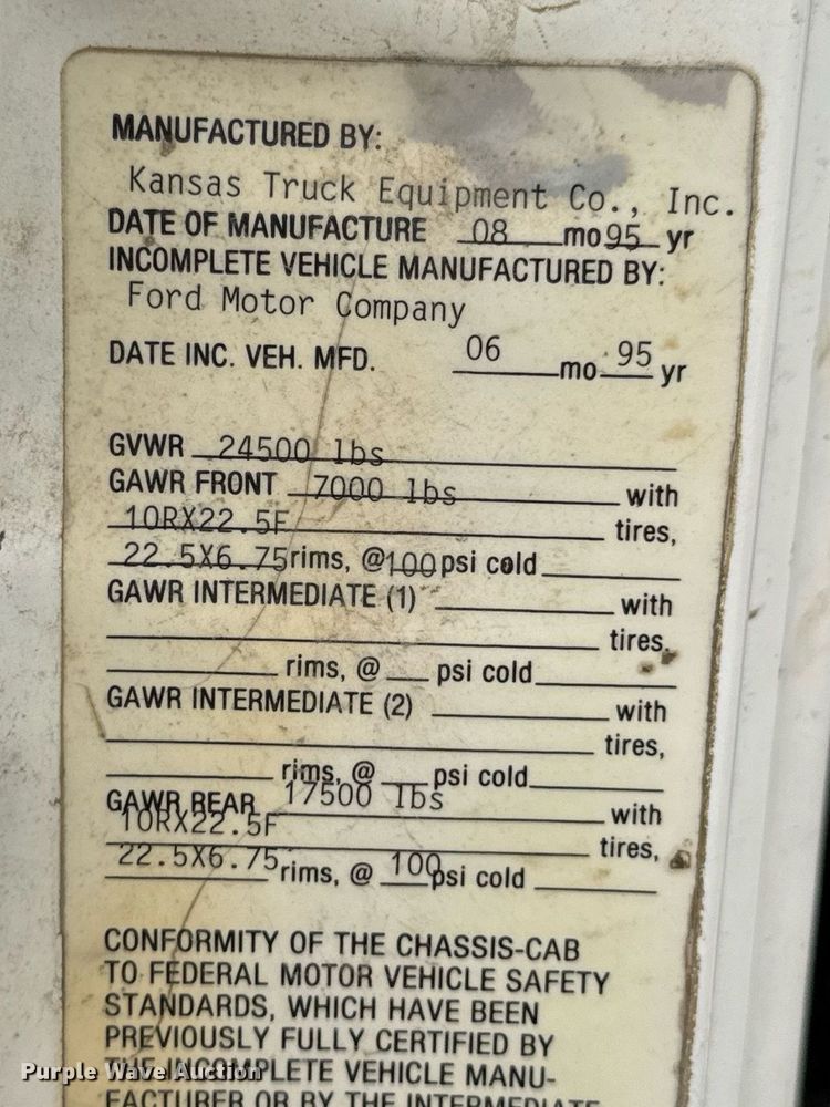 image for item DU9033 1995 Ford F700 dump truck