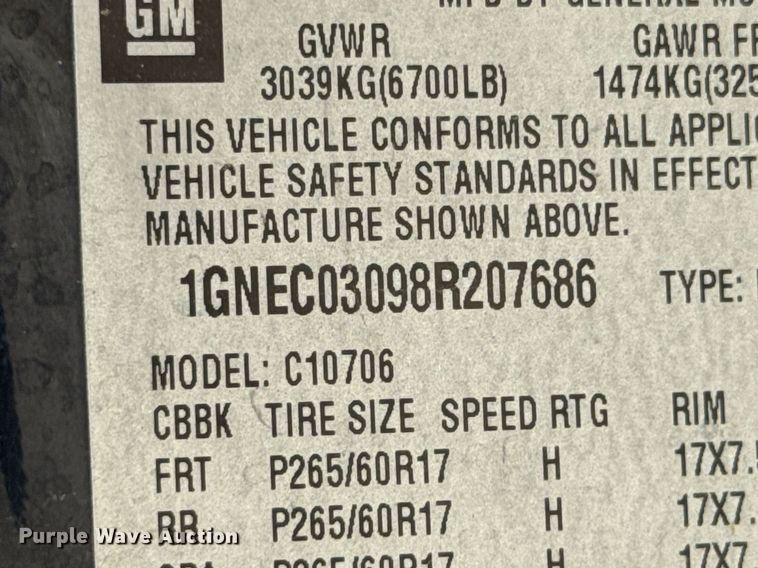 image for item DU9034 2008 Chevrolet Tahoe Police SUV